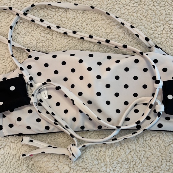 Hot Water Swimwear Swim Bandeau Top black/white dots Small Juniors - Picture 4 of 6